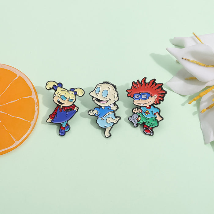 Wholesale Cute Boy and Girl Cartoon Character Brooch