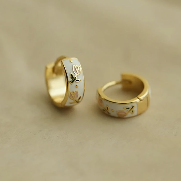 Wholesale Tulip Earrings Women's Vintage Enamel Fresh Flower Earrings