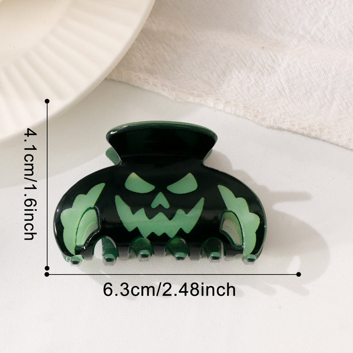 Wholesale  Glow In The Dark Acrylic Hair Claw Clip Pumpkin Face Design Women S Party Hair Accessory