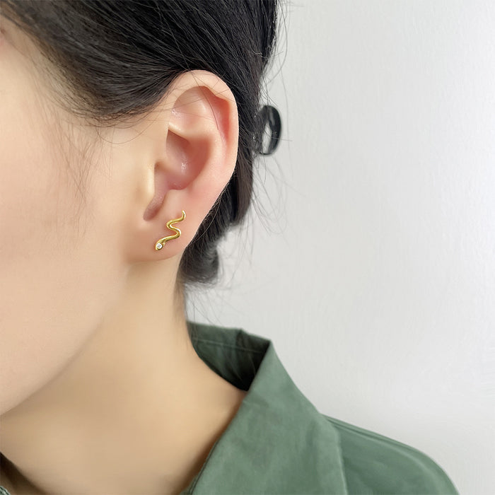 Wholesale Earstuds with unique personality, small diamonds, agile snake shaped earrings