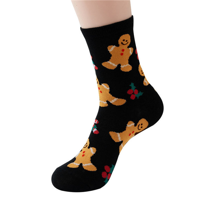 Wholesale 10pcs Cartoon Christmas Polyester Elk Snowman Gingerbread Man Cartoon Middle Tube Socks JDC-SK-Xinh025