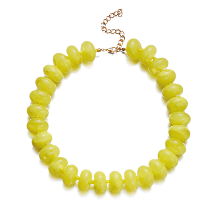 Wholesale Trendy Resin Bead Colorblock Necklace Fashion Jewelry Accessory