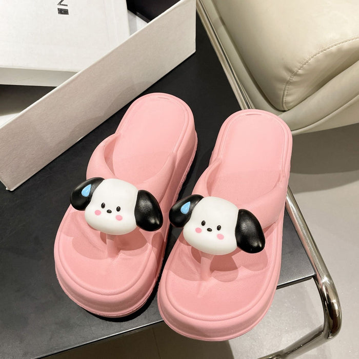 Wholesale anti odor non slip cute cartoon thick soled flip flops