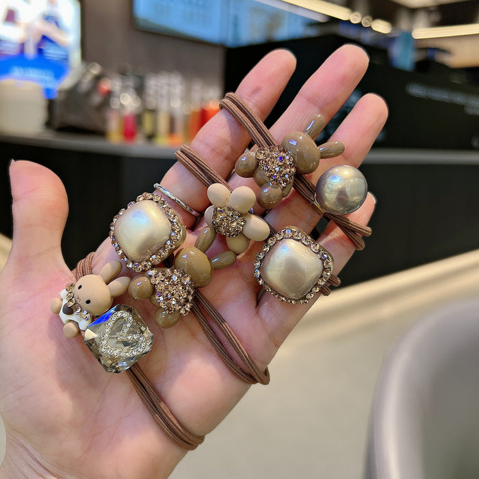 Wholesale Bunny Hair Rings Rubber Rhinestone Hair Rope Hair Accessories