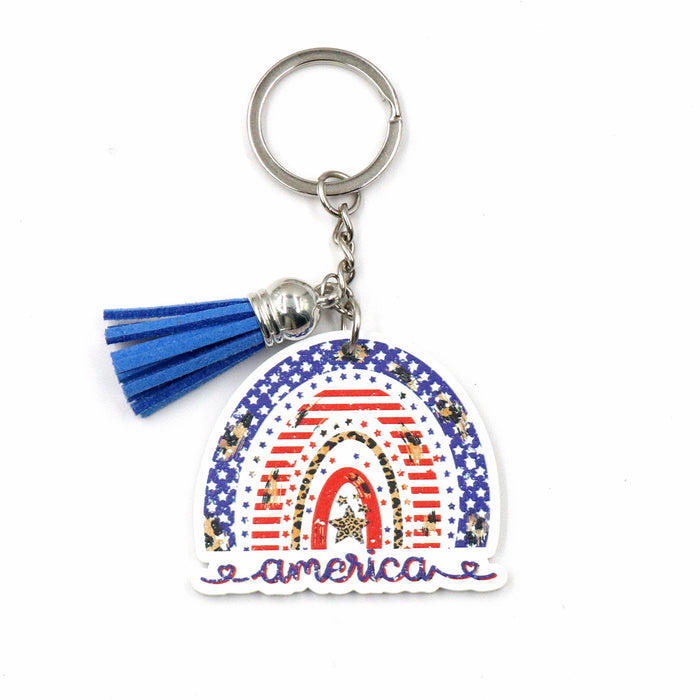 Wholesale Rainbow Independence Day Acrylic Keychain JDC-KC-XYan009