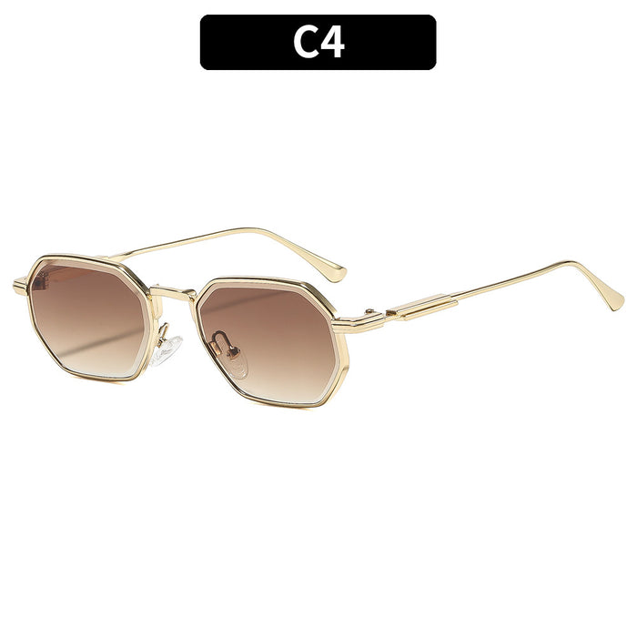 Wholesale Trendy Polygon Sunglasses Gold Frame Gray Lens UV400 for Women Outdoor Travel Fashion Accessory
