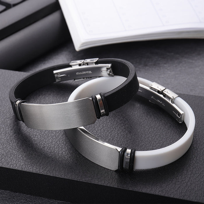 Wholesale Titanium steel personalized engraved sports basketball men's bracelet, silicone stainless steel couple bracelet