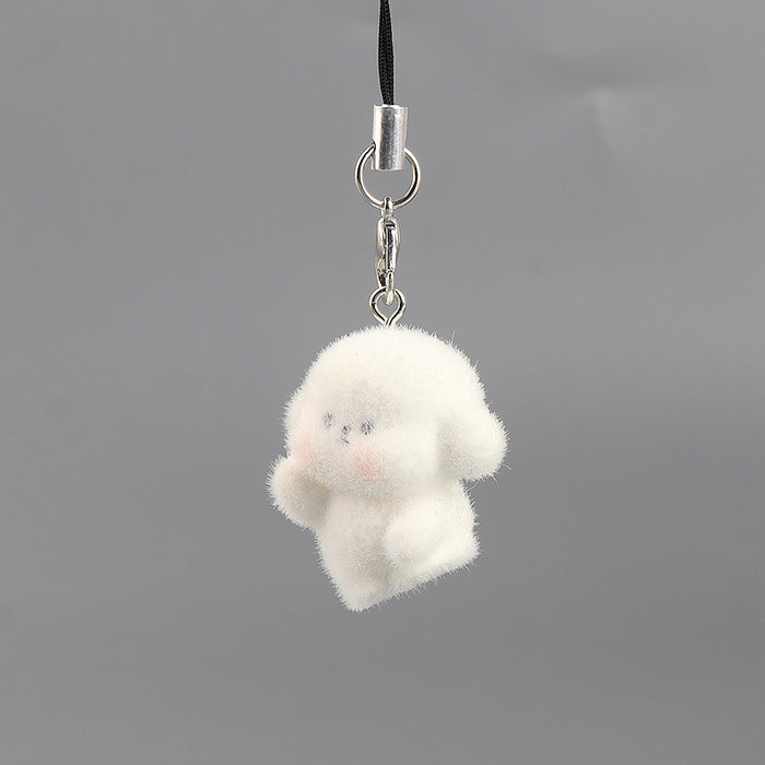 Wholesale 3D Flocked Resin Dog Keychain