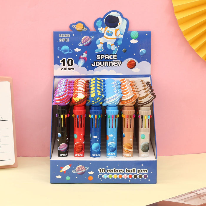 Wholesale Universe Planet Ten-Color Ballpoint Pen Cute Creative Push-Button