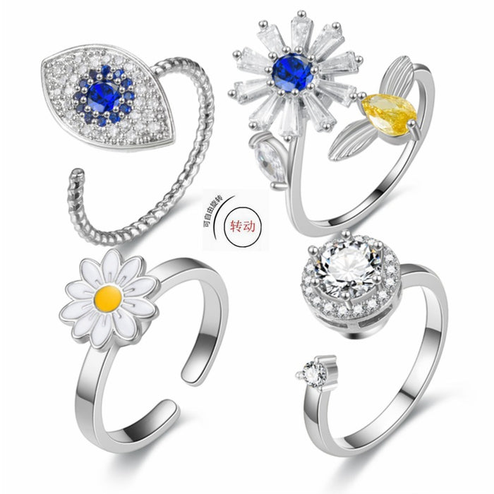 Wholesale Light luxury temperament rotatable movable ring women's personalized ring