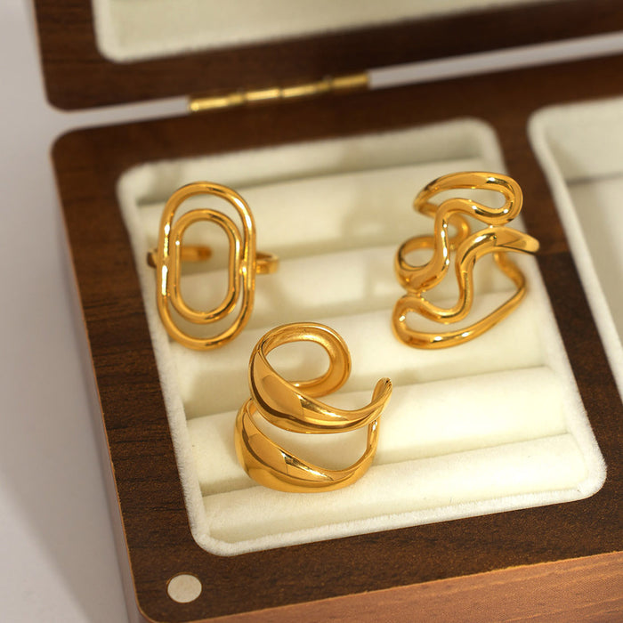 Wholesale Stainless Steel Plated 18K Gold Geometric Open Ring Jewelry Rings