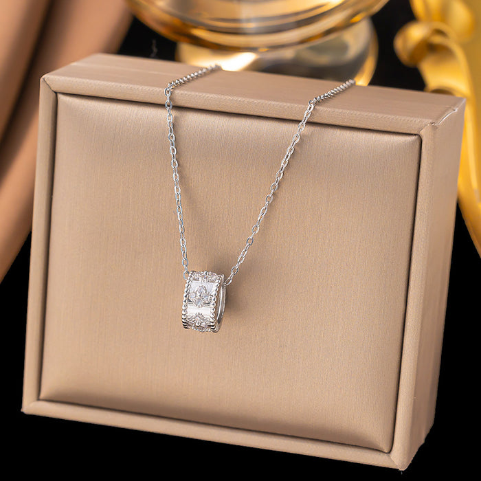 Wholesale Full Zirconium Copper Necklace Women's Real Gold Electroplated Clavicle Chain