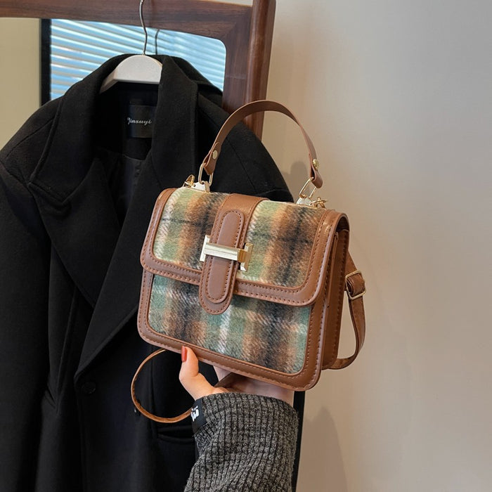 Wholesale Checkered bag retro hand-held small square bag versatile shoulder bag crossbody bag