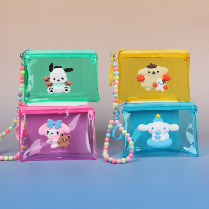 Wholesale Transparent PVC Coin Purse Cute Cartoon Animal Design Unisex Everyday Wallet With Bead Chain Fashion Accessory