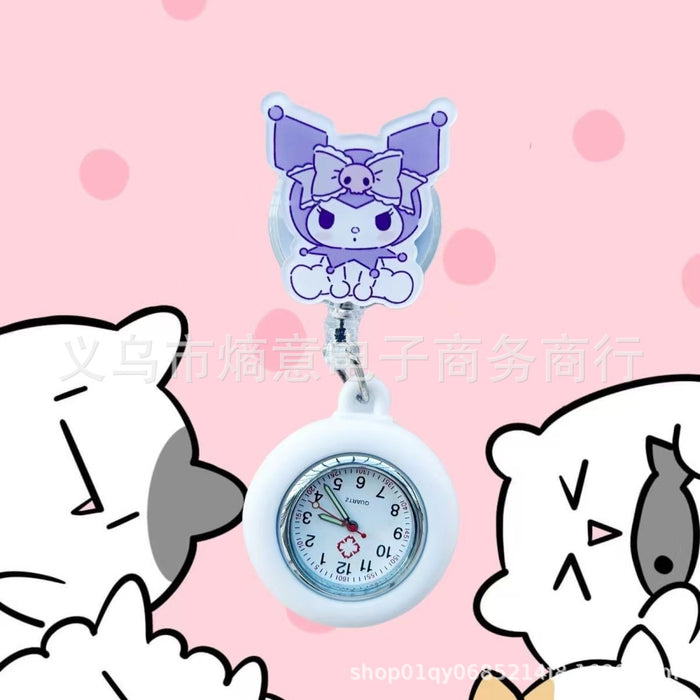 Wholesale Cute cartoon retractable luminous pocket watch