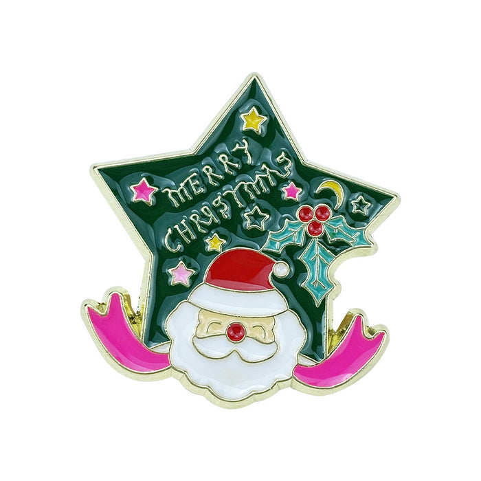 Wholesale Christmas Cartoon Brooch Set Santa Reindeer Tree Bell Zinc Alloy Pins Chic Holiday Party Accessor MOQ≥2y