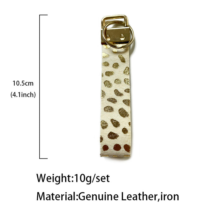 Wholesale leopard print cow pattern genuine leather horse hair keychain classic retro clothing pendant
