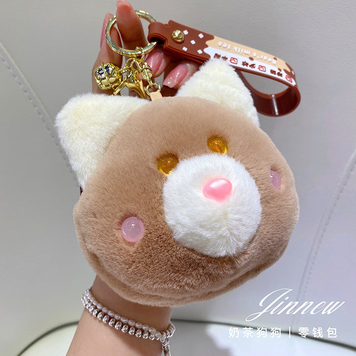 Wholesale Milk Tea Rabbit Cute Color-matching Plush Keychain