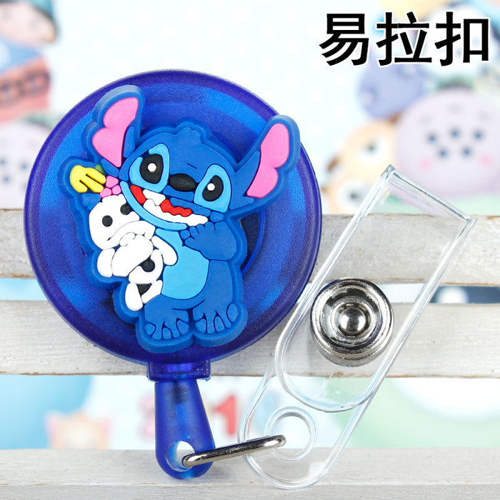 Wholesale Cartoon Badge Scroll Retractable Plastic Keychain JDC-KC-LuoKe007