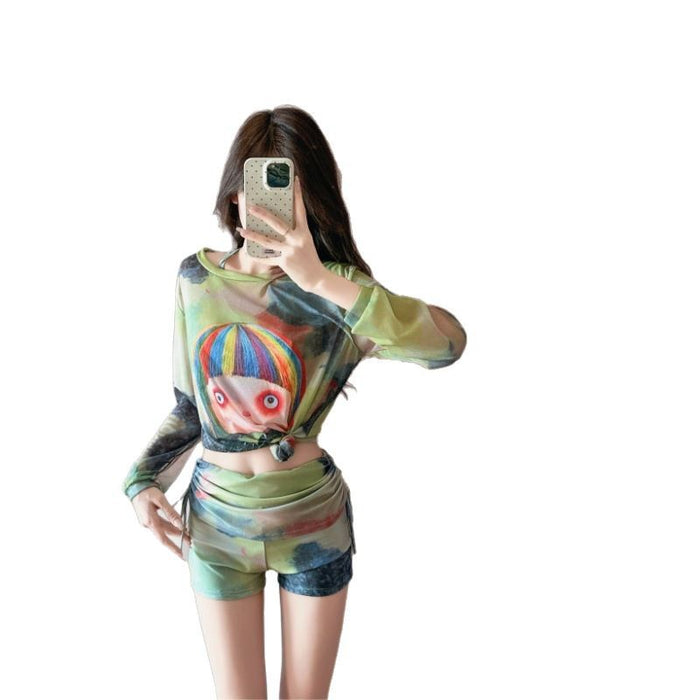 Wholesale Swimsuit, Hoodie, Long Sleeve, Sports Style, Hot Spring Split Three Piece Set