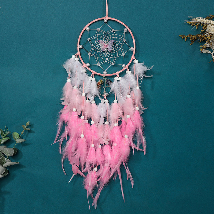 Wholesale Handmade Pearl Woven Four Color Butterfly Dream Catcher JDC-DC-ZH027