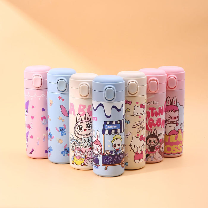 Wholesale Cartoon Thermos Cup Large Capacity Buckle Cup Cartoon Stainless Steel Pea Cup