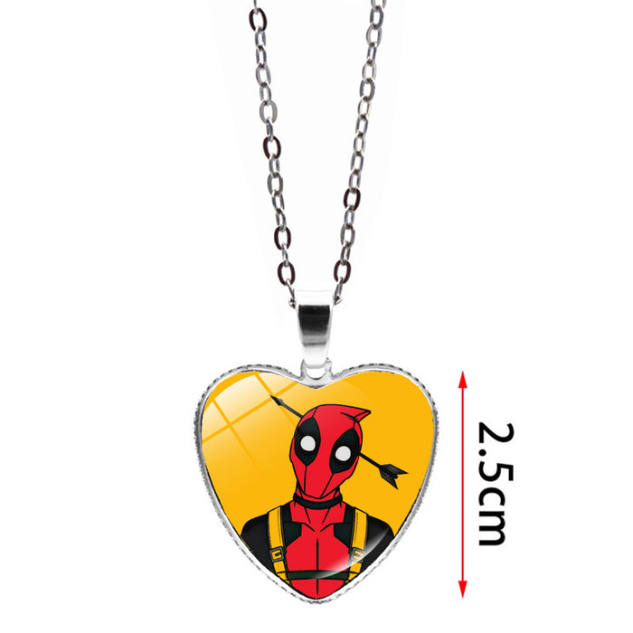 Wholesale Marvel Deadpool Wolverine Love Necklace Jewelry Women Deadpool Wolverine Heart Pendant Sweater Chain JDC-NE-JY003