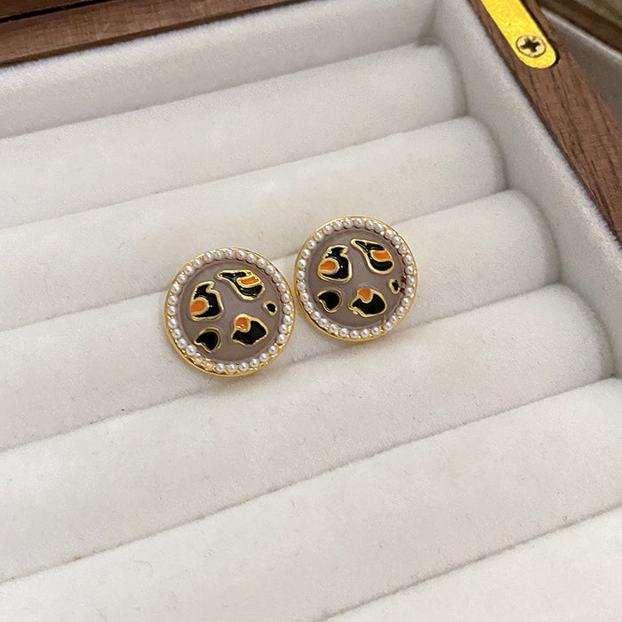 Wholesale Silver needle oil drop flower geometric earrings  summer new all-match earrings