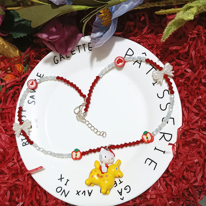 Wholesale Cartoon Unicorn Rabbit Dress-up Color Beaded Necklace Niche Clavicle Chain Personality Design Sense Neck