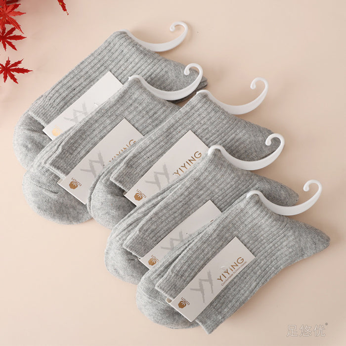 Wholesale Socks made of pure cotton, versatile in the middle tube, double needle long socks, thick socks, simple and solid color