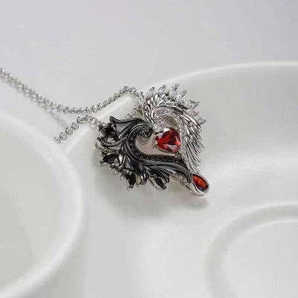 Wholesale Alloy Vintage Angel and Devil Heart Necklace