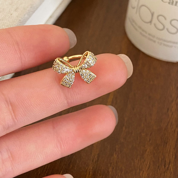 Wholesale Multi-layered,  niche,  versatile zircon-embedded Clip Earrings