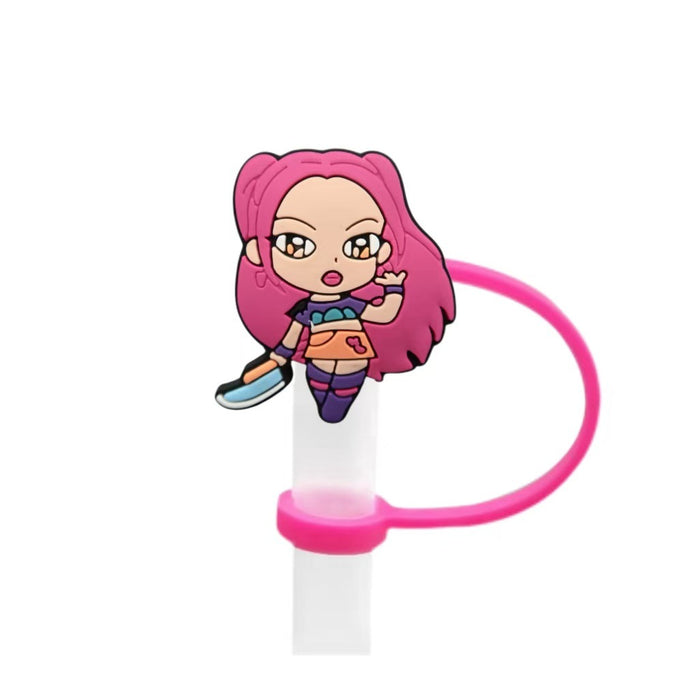 Wholesale 10pcs Kpop Cute Cartoon Silicone Straw Cap Cup Accessories