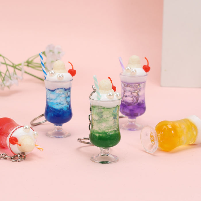 Wholesale Trendy Simulated Juice Cup Pendant Keychain Bag Charm MOQ≥2