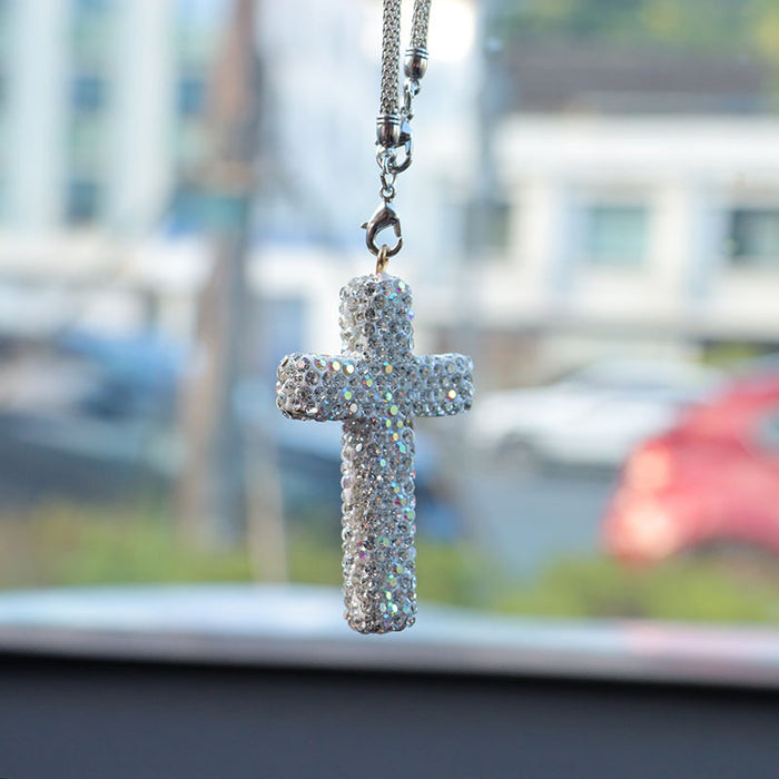 Wholesale Simple Black Rhinestone Cross Car Hanging Ornament Interior Decoration Gift
