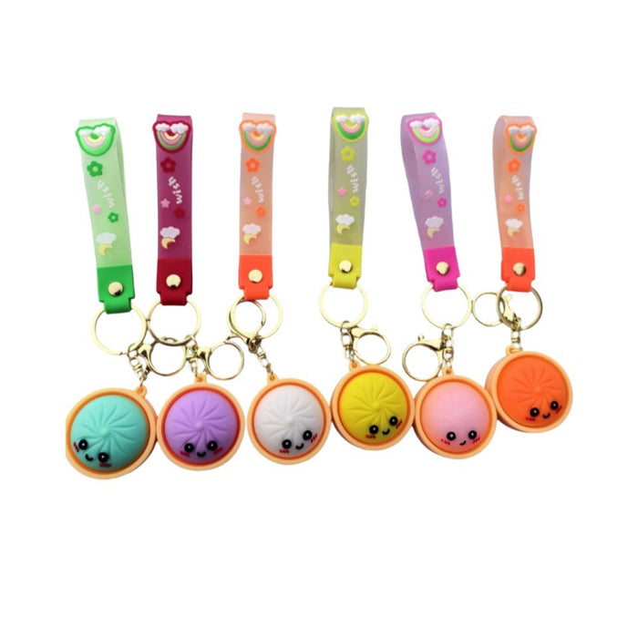 Wholesale PVC Soft Simulated Bun Keychain Trendy Car Key Accessory for Couples