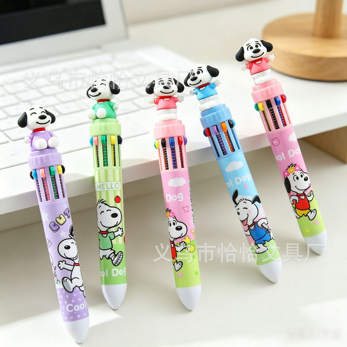 Wholesale 6pcs Ten-Color Ballpoint Pen Cute Soft Rubber Design Oil-Based Ballpoint Pen