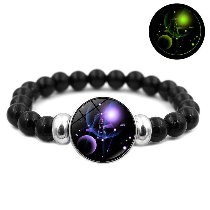 Wholesale Luminous Twelve Constellations Black Handmade Beaded Bracelet