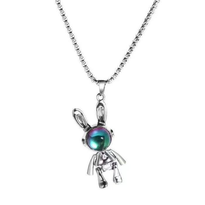 Wholesale Alloy Cat's Eye Mechanical Rabbit Pendant Men's Necklace JDC-NE-DanY005