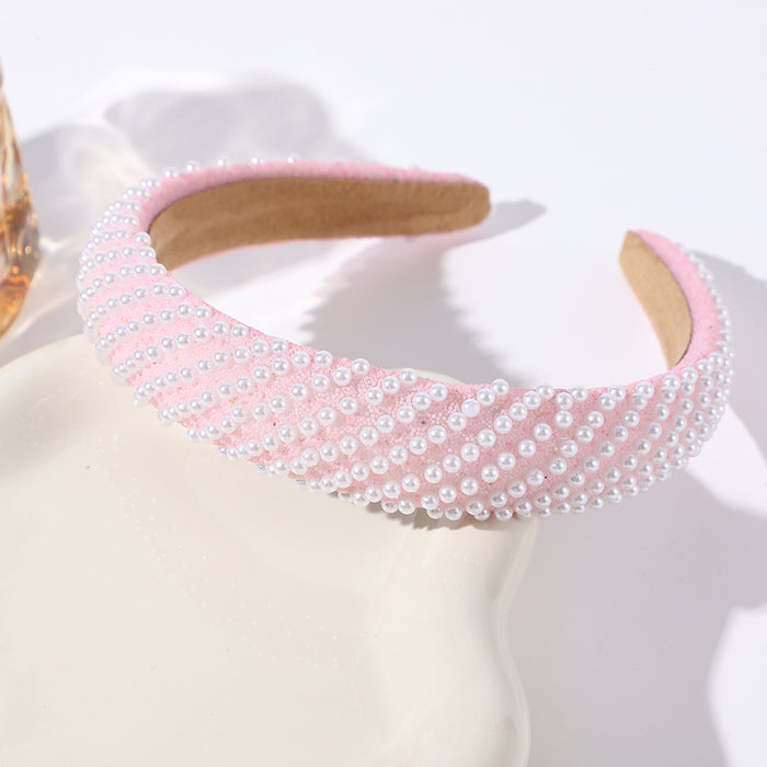 Wholesale Twill pearl headband,  fashionable and versatile,  face washing headband,  elegant hair accessories