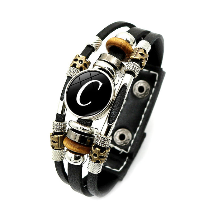 Wholesale Letter Time Gem Leather Bracelet Women Retro Punk Style Handmade Multi-layer Beaded Bracelet Jewelry
