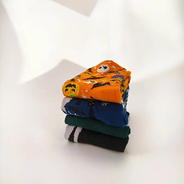 Wholesale  Skull Pumpkin Cartoon Printed Casual Socks Sweat-absorbent Autumn and Winter Mid-tube Socks for Men and Women