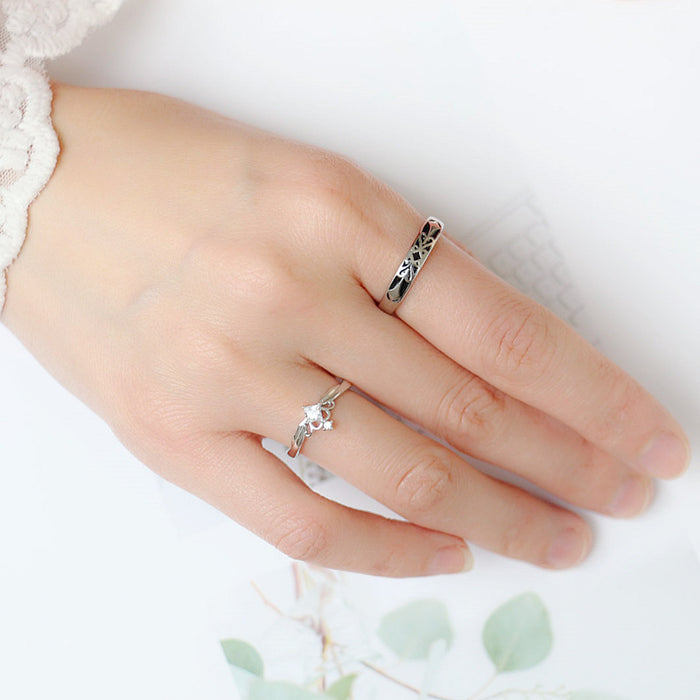 Wholesale Princess and Knight Couple Ring Blue Diamond Valentine's Day