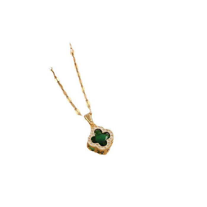 Wholesale Multi colored zircon clover necklace, personalized, fashionable, niche, collarbone chain design sense
