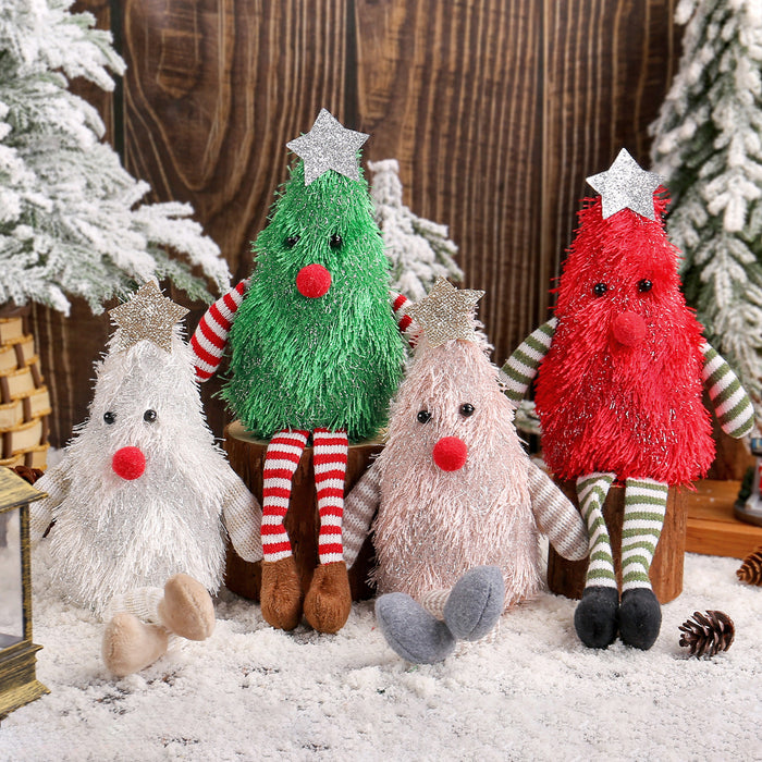 Wholesale Christmas tree shaped long-legged doll desktop ornaments cute plush doll Christmas decorations