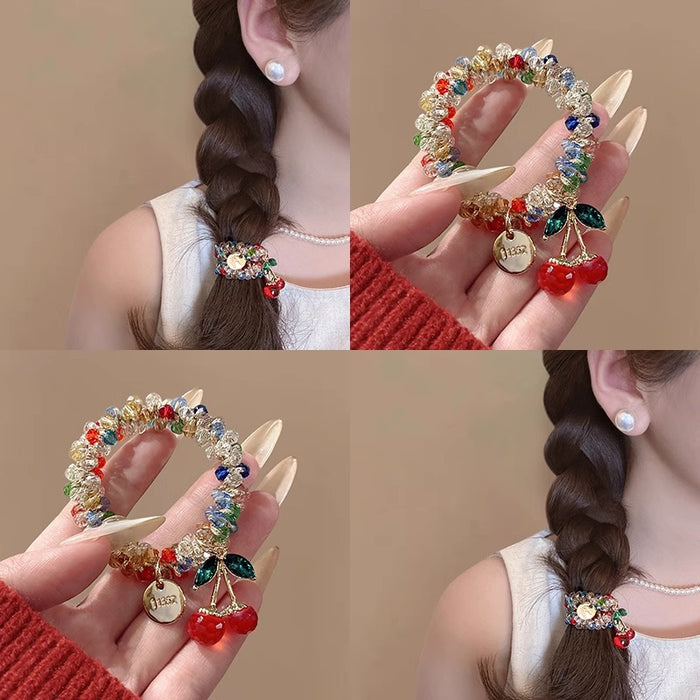 Wholesale Water Diamond Colored Crystal Bracelet Dual purpose Hair Ring Head Rope Hair Rope Leather Tie Ponytail Headpiece