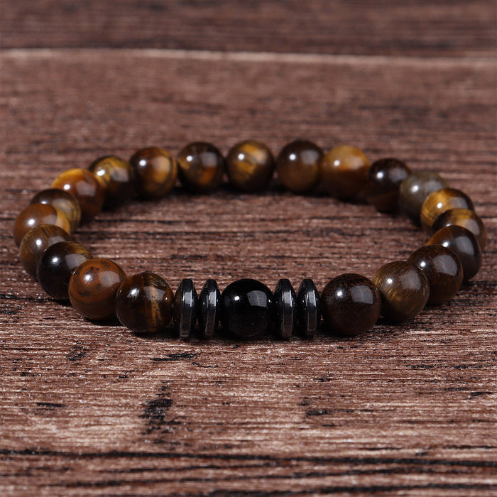 Wholesale Specially designed for volcano yellow tiger eye natural stone bead bracelet men's retro bracelet bracelet bracelet single circle set
