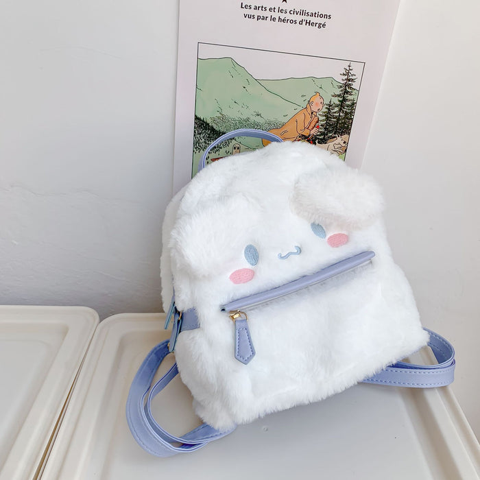 Wholesale Cartoon White Dog Plush Backpack Cute Big-Eared Dog Pink Rabbit