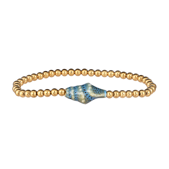 Wholesale Swimming wearable mini bracelet accessory ceramic conch animal turtle titanium steel non fading bracelet