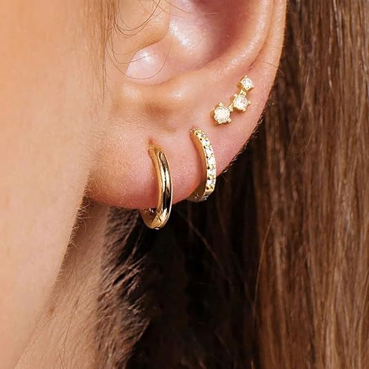 Wholesale Silver Needle Triple Diamond Earrings